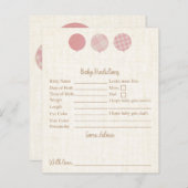 ピンクテディベア赤ちゃんシャワー予測とアドバイス (正面/裏面)