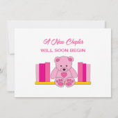 ピンクテディベア赤ちゃんシャワー新しいチャプターストーリーブック サンキューカード (裏面)