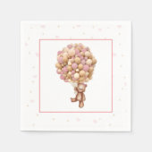 ピンクテディベア赤ちゃんシャワー – 熱気球 –  スタンダードカクテルナプキン (正面)