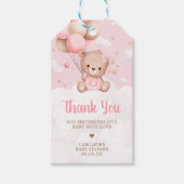 ピンクテディベア雲ベビーシャワーメッセージカード ギフトタグ (正面)