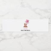 ピンクテディベア1stバースデーウォーターボトルラベル ペットボトルラベル (シングルラベル)