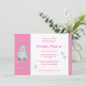 ピンクテディベア《キリスト教》洗礼式や命名式招待状 招待状 (スタンド正面)