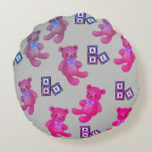 ピンクテディベア&ABC装飾用クッション ラウンドクッション (裏面)