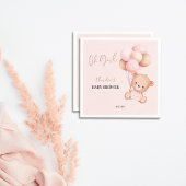 ピンクテディベアOhガールバルーンベビーシャワーパーティー スタンダードカクテルナプキン