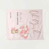 ピンクテディベアOhガールバルーンベビーシャワーパーティー タペストリー (正面(横))