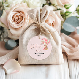 ピンクテディベアOhガールバルーンベビーシャワー フェイバータグ