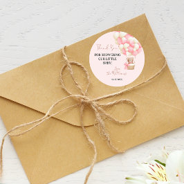 ピンクテディベアOhガールバルーンベビーシャワー ラウンドシール