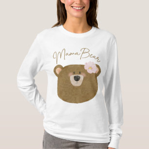 ピンクテディ心待ちママ熊ガールベビーシャワー Tシャツ