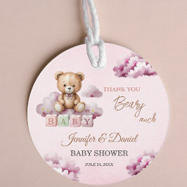 ピンクテディ星雲ベビーガールありがとう フェイバータグ