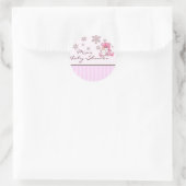 ピンクテディ赤ちゃんシャワーステッカー ラウンドシール (バッグ)