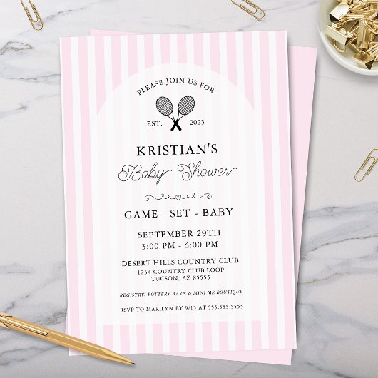 ピンクテニガーリースカントリークラブベビーシャワーパーティー 招待状