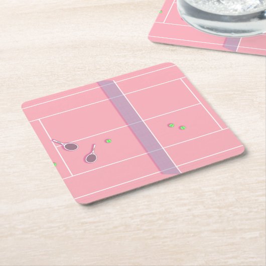 ピンクテニスコート名門私立校風のテニスモダン選手 スクエアペーパーコースター (アングル)