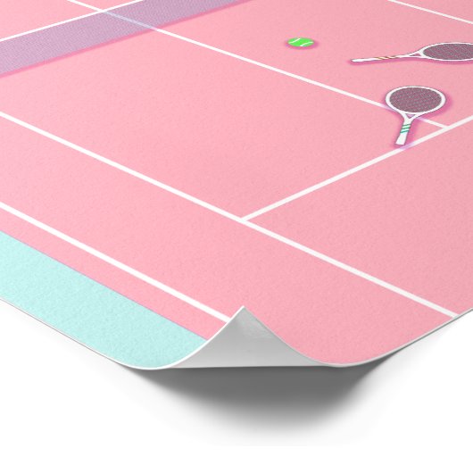 ピンクテニスコート名門私立校風のテニスモダン選手 ポスター (角)