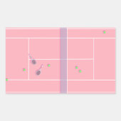 ピンクテニスコート名門私立校風のテニスモダン選手 長方形シール (正面)