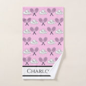 ピンクテニススニーカー女の子の名前ハンドタオル ハンドタオル (ハンドタオル)