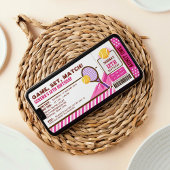 ピンクテニスチケットパスバースデーパーティー 招待状