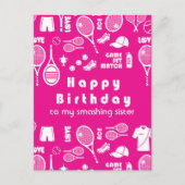 ピンク💗テニス🎾ハッピーバースデーはがき ポストカード (正面)