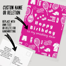 ピンク💗テニス🎾ハッピーバースデーはがき