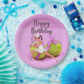 ピンクテニスハッピーバースデー女性選手 ペーパープレート (パーティー)