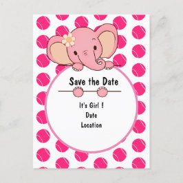 ピンクテニスボール女の子でベビー 案内ポストカード