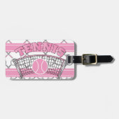 ピンクテニス🎾ラケットとボール ラゲッジタグ (正面横)