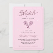 ピンクテニス天国で作られた試合ブライダルシャワー 招待状 (正面)