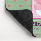 ピンクテパーソナライズされたディベアベビー記念 マウスパッド (コーナー)