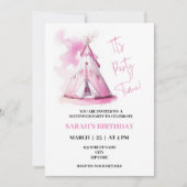 ピンクテペースリープバーをテーマにした誕生日の招待状 招待状 (正面)