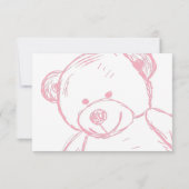 ピンクテミニマルディベアベビーシャワーおむつラッフル 招待状 (裏面)