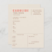 ピンクテラコッタタイポグラフィクリエイティブモダン履歴書 (正面/裏面)