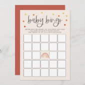ピンクテラコッタレインボーベイビーシャワービンゴゲーム 招待状 (正面/裏面)