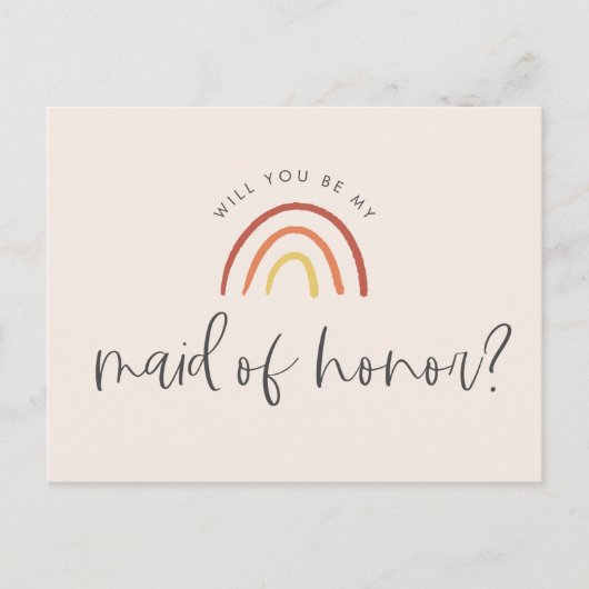 ピンクテラコッタレインボーメイド・オブ・オーナー(花嫁付き添い人)提案 インビテーションポストカード (正面)