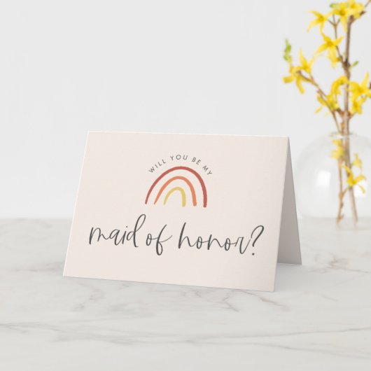 ピンクテラコッタレインボーメイド・オブ・オーナー(花嫁付き添い人)MOH提案 カード (黄色い花)