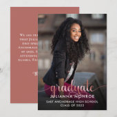 ピンクテラコッタ大学院生記者卒業 案内状 (正面/裏面)