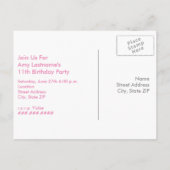 ピンクテントキャンピングバースデーパーティーポストカード招待状 インビテーションポストカード (裏面)