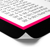 ピンクテンプレート結婚モノグラムの座席表 ポスター (角)