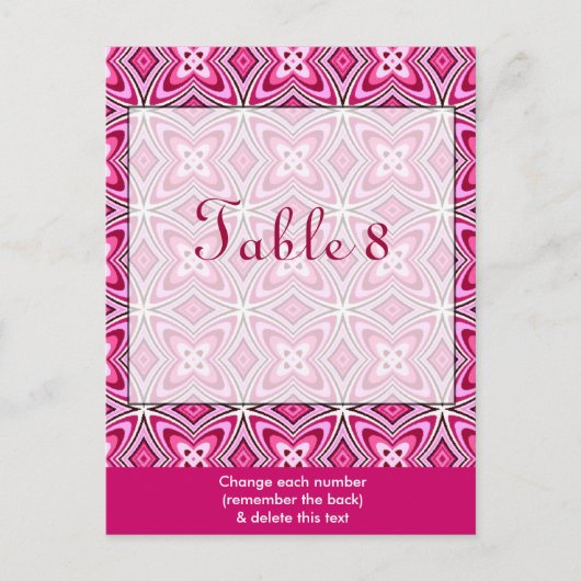 ピンクテーブル番号はがき ポストカード (正面)