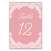 ピンクテーブル番号上のホワイトレース テーブルナンバー (裏面)