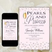 ピンクテーマパール&プロセッコブライダルシャワー 招待状