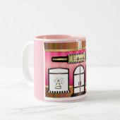 ピンクテーマベーカリーパリフランスのパティスリーMag ツートーンマグカップ (正面左)