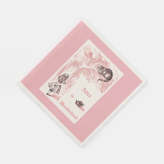 ピンクテーマヴィンテージアリスinワンダーランドティーパーティー スタンダードランチョンナプキン (角)