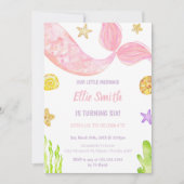 ピンクテールマーメイド誕生日招待状 招待状 (正面)