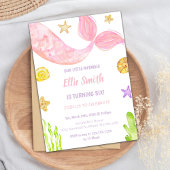 ピンクテールマーメイド誕生日招待状 招待状