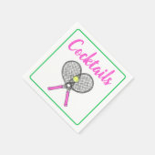 ピンクテ名門私立校風のニスレースケットカクテルパーティー スタンダードカクテルナプキン (角)