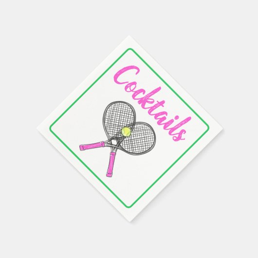 ピンクテ名門私立校風のニスレースケットカクテルパーティー スタンダードカクテルナプキン (角)