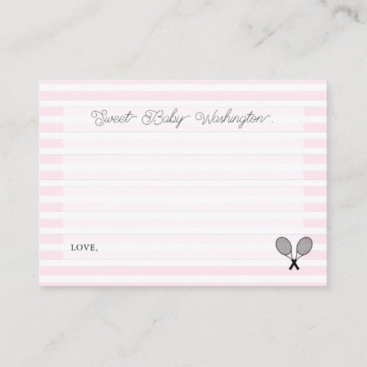 ピンクテ名門私立校風のニス赤ちゃんシャワー予約リクエスト エンクロージャーカード (裏面)