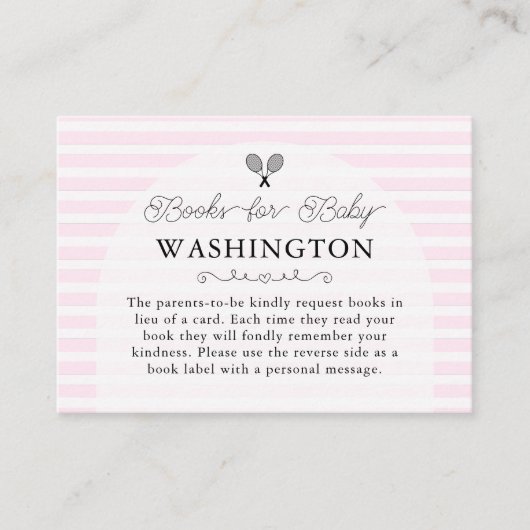 ピンクテ名門私立校風のニス赤ちゃんシャワー予約リクエスト エンクロージャーカード (正面)