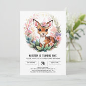 ピンクディアウッドランドアドベンチャーガール誕生日 招待状 (スタンド正面)