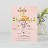 ピンクディアベビーシャワー招待状ベビーシャワーカード 招待状 (スタンド正面)