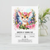 ピンクディアーズボホガール誕生日招待状 招待状 (スタンド正面)